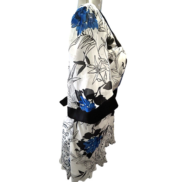 Women’s Studio 1940 White And Cobalt Blue Floral Lined Top in Size Large 12 14 - Picture 8 of 12